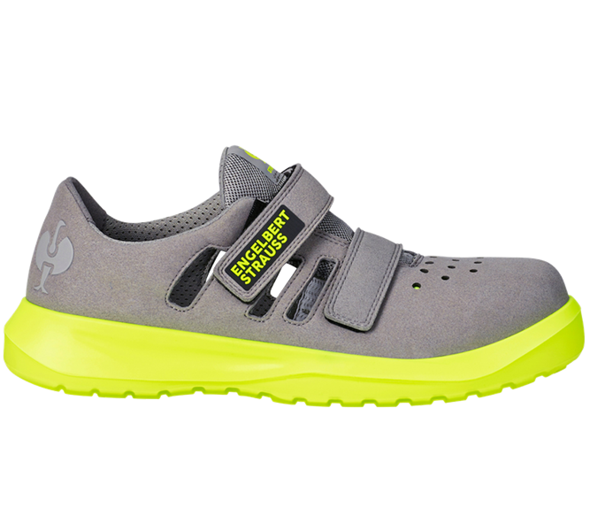 Main view, S1P	, S1P Safety sandals e.s. Banco, pearlgrey/high-vis yellow