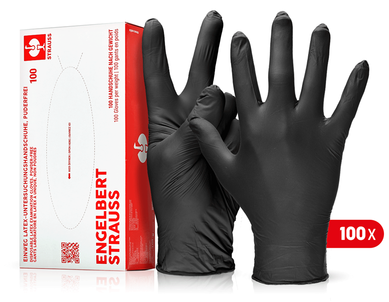 Main view, Disposable Gloves, Disposable latex examination gloves, powder-free, black