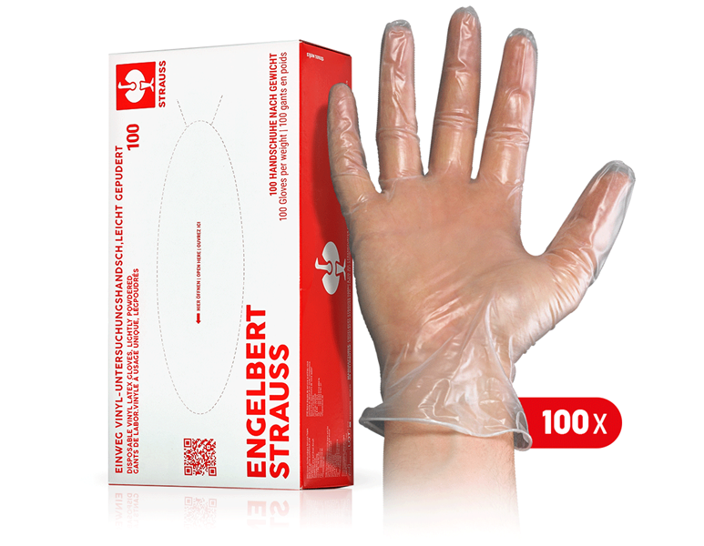 Main view, Disposable Gloves, Disposable vinyl latex gloves, lightly powdered