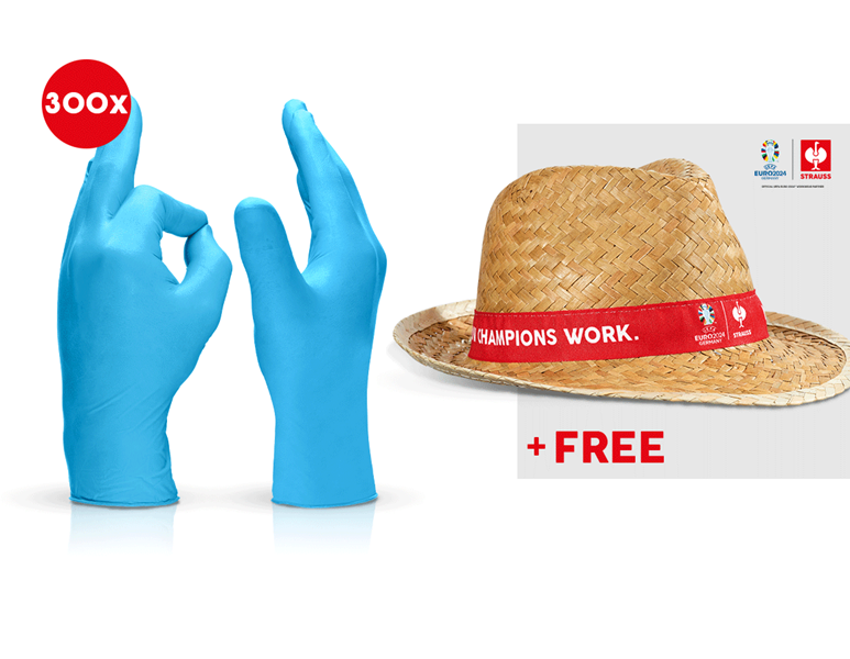3x100 Disposable latex gloves + EURO2024 Hat
