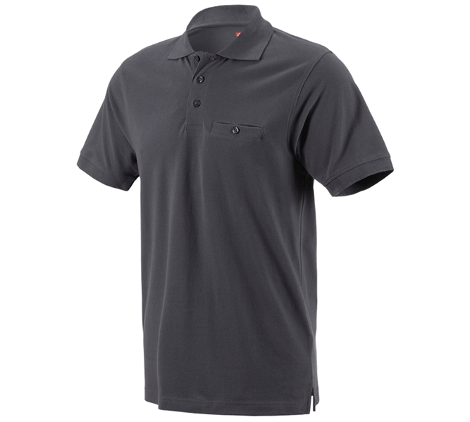 Main view, Shirts, Pullover & more, e.s. Polo shirt cotton Pocket, anthracite