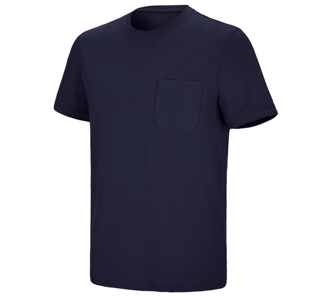 Main view, Plumbers / Installers, e.s. T-shirt cotton stretch Pocket, navy