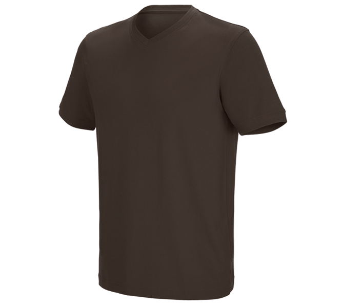 Main view, Joiners / Carpenters, e.s. T-shirt cotton stretch V-Neck, chestnut