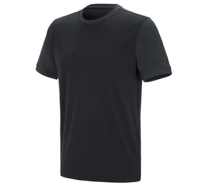 Main view, Basics, e.s. T-shirt cotton stretch bicolor, black/graphite