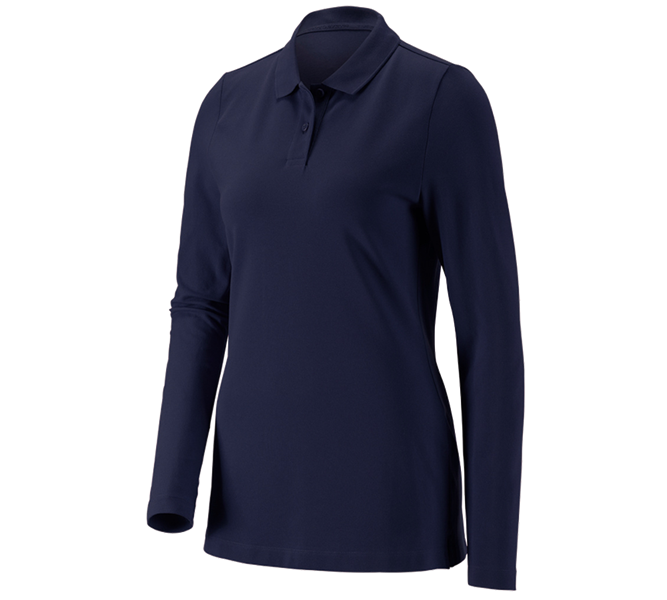 Main view, Overview of the e.s. collections, e.s. Pique-Polo longsleeve cotton stretch,ladies', navy