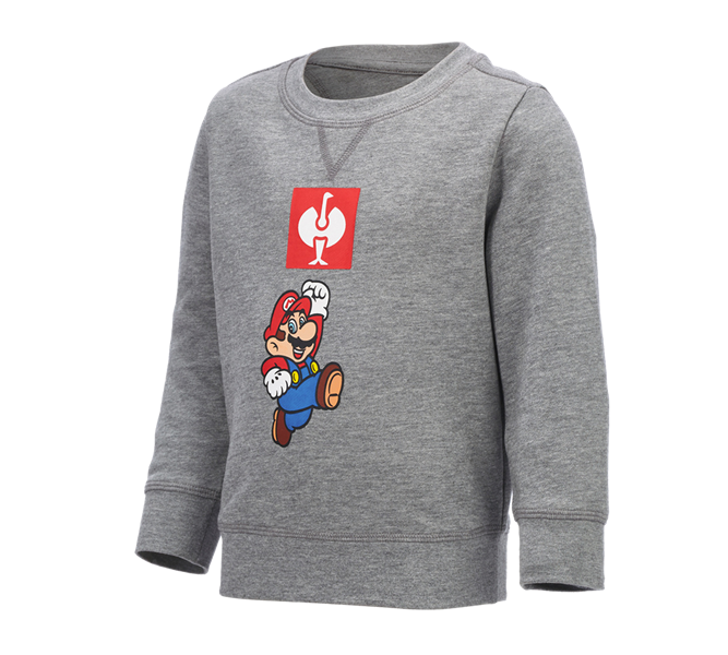 Main view, SUPER MARIO X STRAUSS, Super Mario Sweatshirt, children's, grey melange