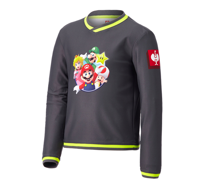 Main view, SUPER MARIO X STRAUSS, Super Mario functional Longsleeve, children’s, anthracite