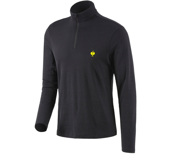 Main view, Pullover | Troyer, Troyer Merino e.s.trail, black/acid yellow