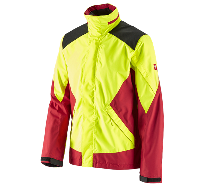 Main view, Winter Jackets, e.s. Forestry rain jacket, high-vis yellow/fiery red