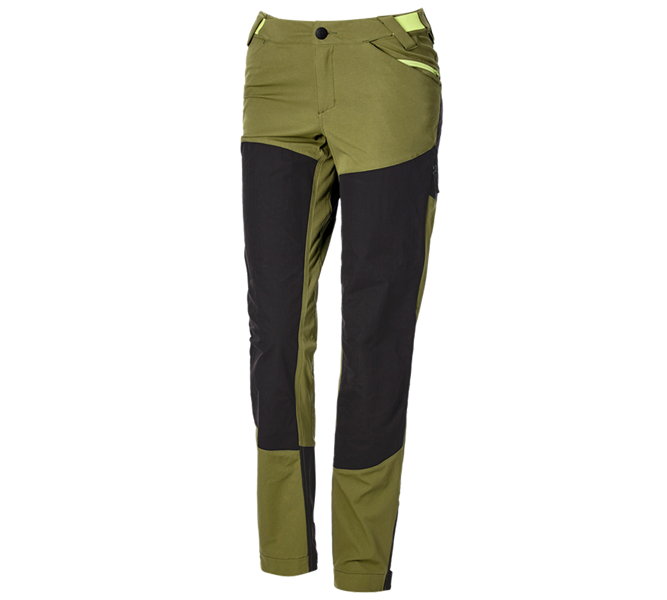 Main view, Overview of the e.s. collections, Hybrid functional trousers e.s.trail, ladies', junipergreen/limegreen