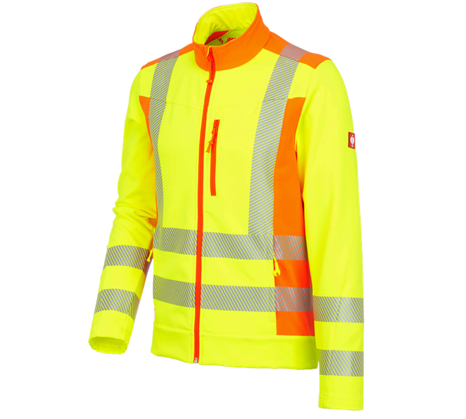 Main view, High-Vis Jackets, High-vis softshell jacket softl. e.s.motion 2020, high-vis yellow/high-vis orange