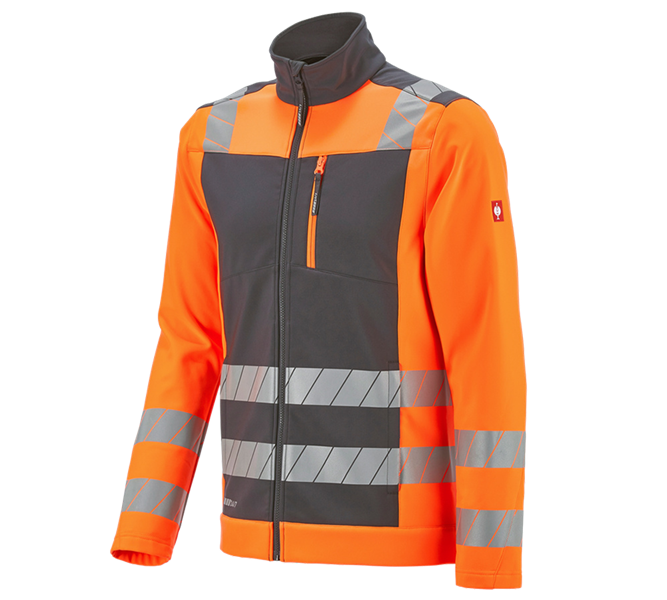 Main view, Softshell Jackets, High-vis softshell jacket e.s.motion 24/7, anthracite/high-vis orange