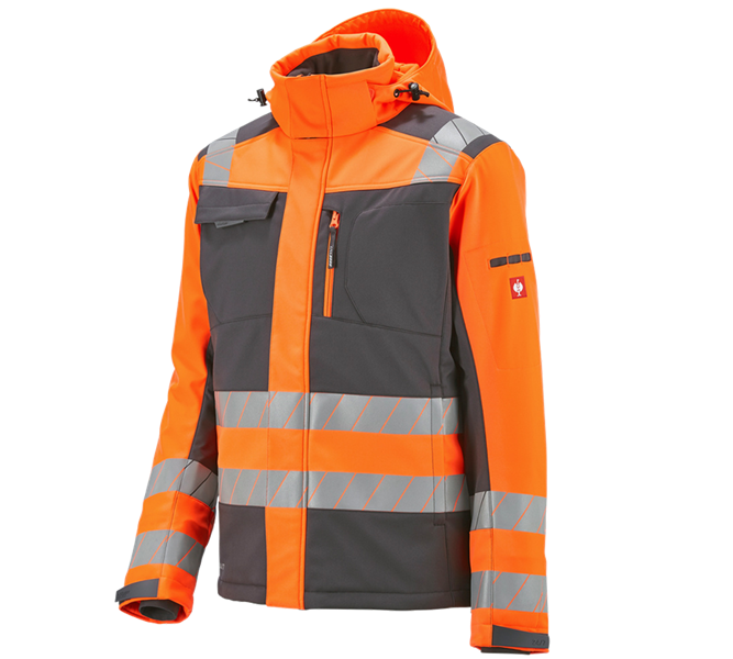 Main view, High-Vis Jackets, High-vis winter softshell jacket e.s.motion 24/7, anthracite/high-vis orange