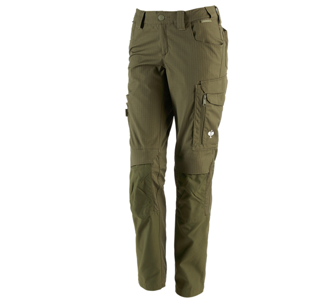 Main view, Work Trousers, Trousers e.s.concrete solid, ladies', mudgreen