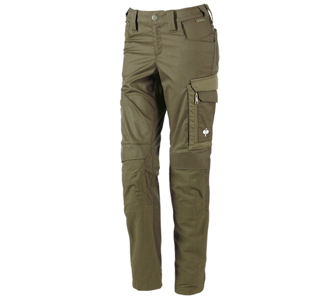 Main view, Work Trousers, Trousers e.s.concrete light, ladies', mudgreen/stipagreen