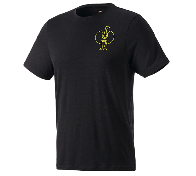 Main view, e.s.trail, T-Shirt Merino e.s.trail, black/acid yellow