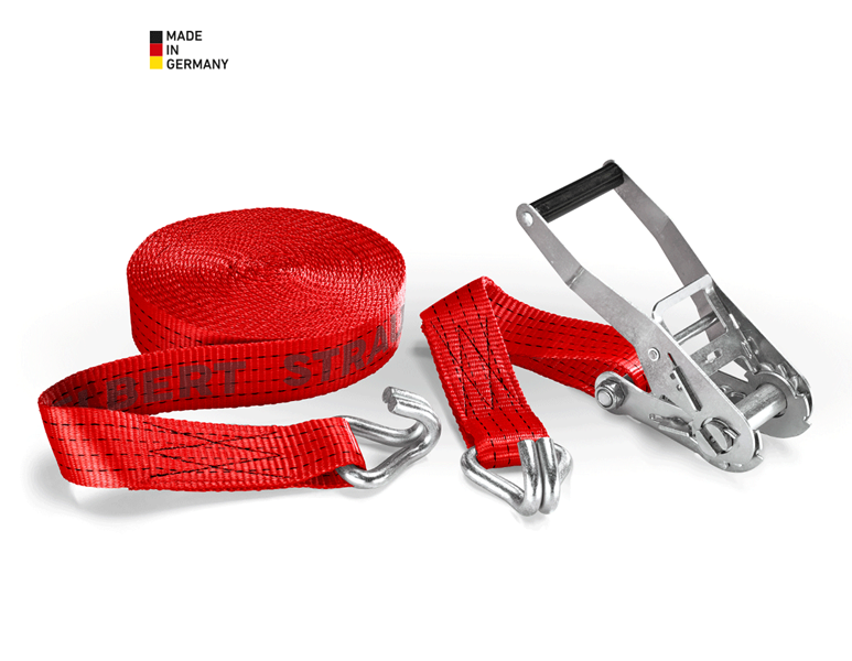 Main view, Tension straps, Lashing straps, 2-piece long-arm ratchet + hook