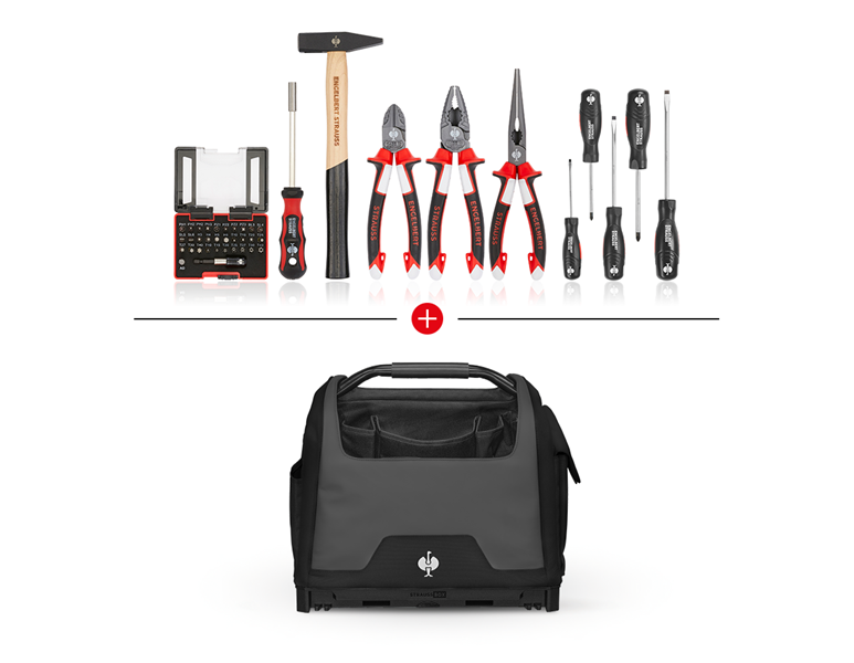 Tool set + STRAUSSbox tool bag, open