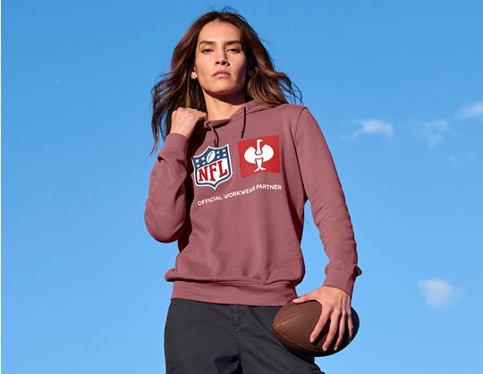 View 2, NFL Hoodie cotton, ladies, oxidred