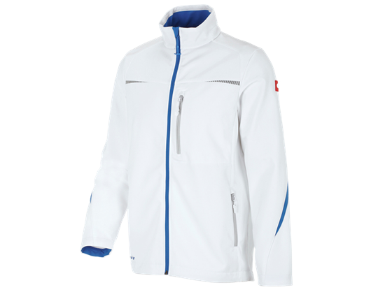 Main view, Softshell­ jacket e.s.​motion 2020, white/gentianblue