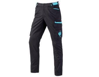 Trousers e.s.trail black/lapisturquoise