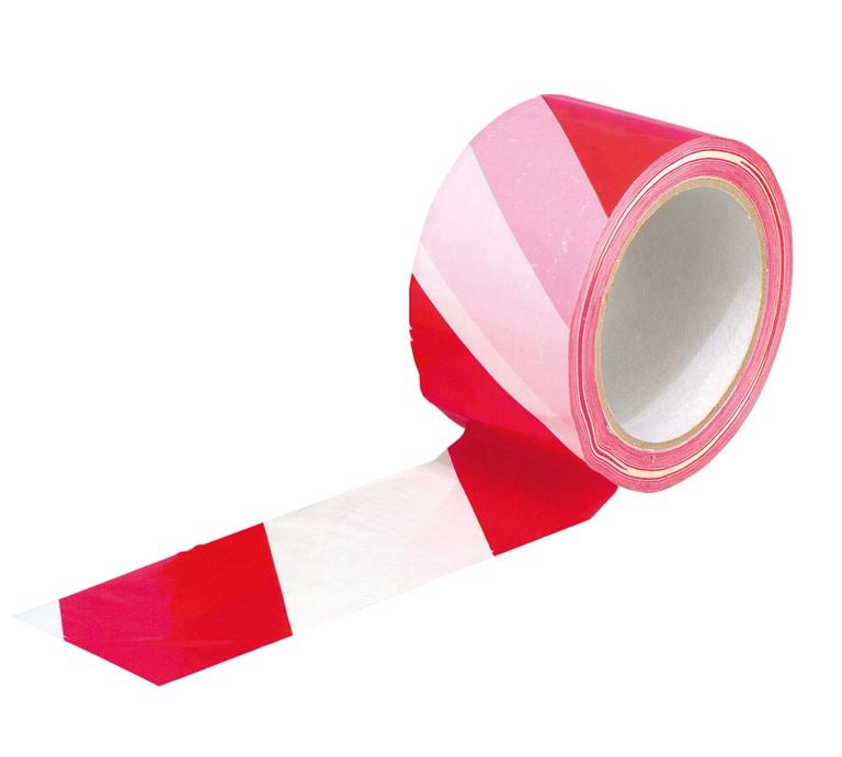 Warning tape, self-adhesive red/white | Strauss