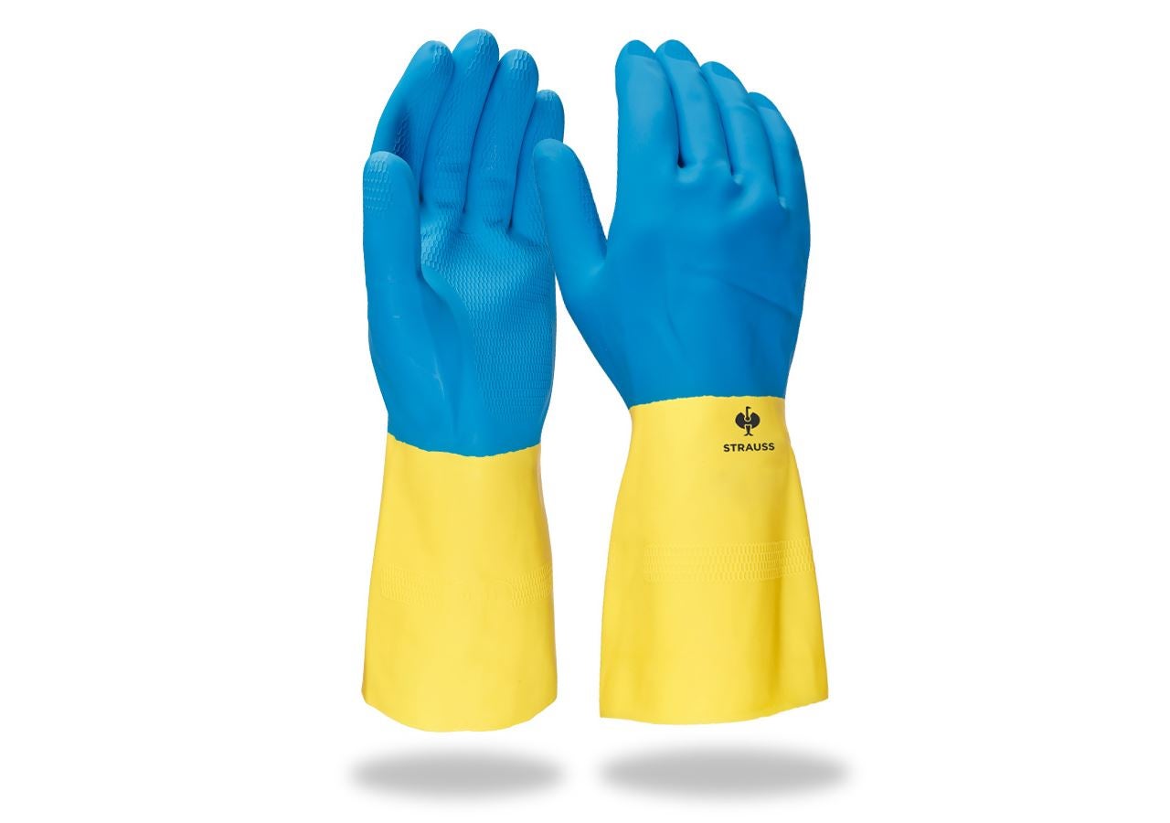 Coated: Latex household gloves Super II + yellow/blue