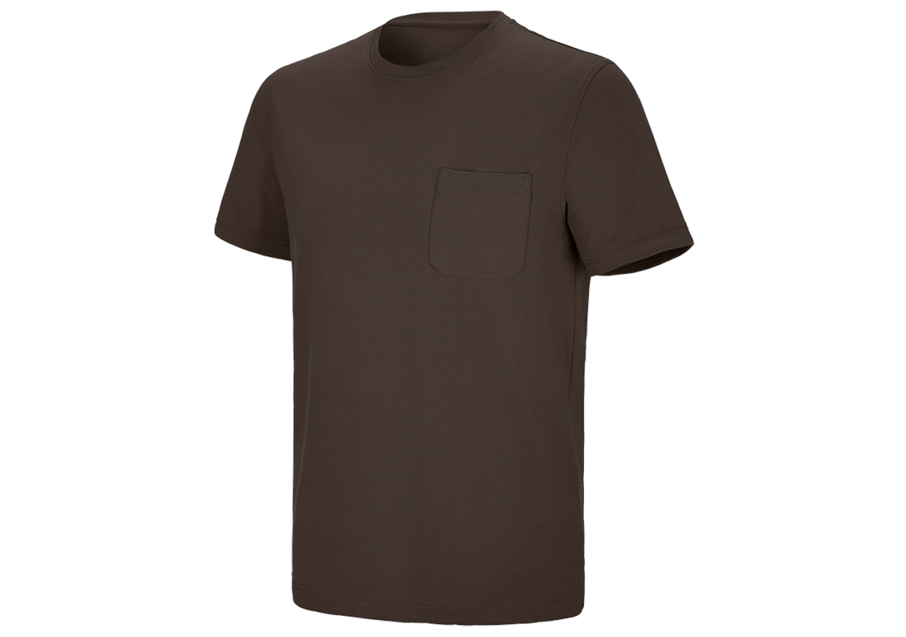 Shirts, Pullover & more: T-shirt cotton stretch Pocket + chestnut