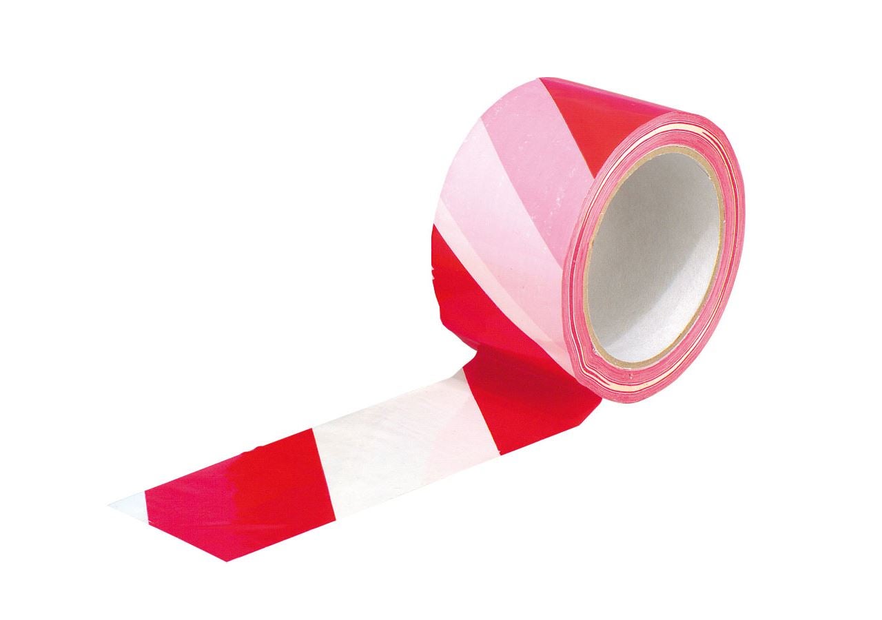 Plastic bands | crepe bands: Warning tape, self-adhesive + red/white