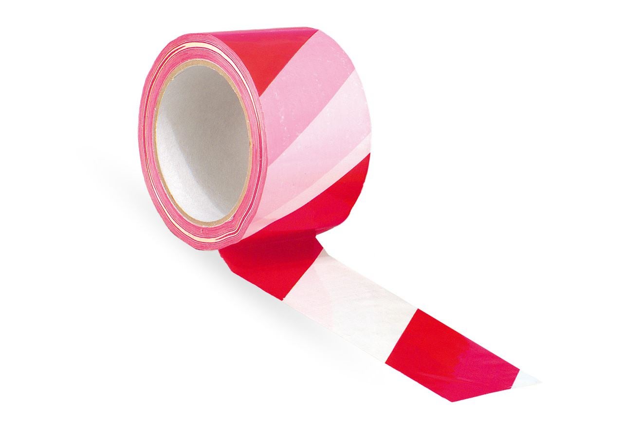 Plastic bands | crepe bands: Warning tape, self-adhesive + red/white