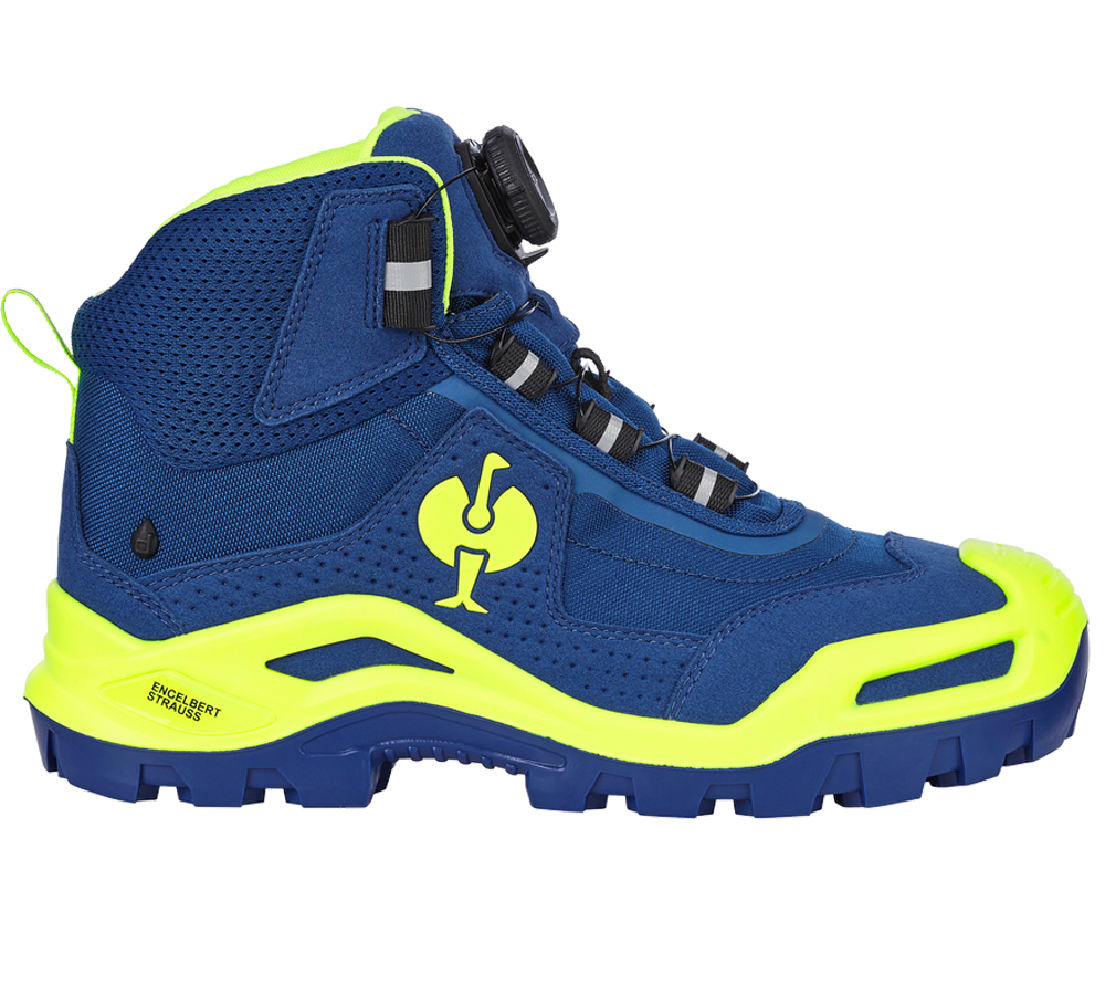 Footwear: S3 Safety boots e.s. Kastra II mid + royal/high-vis yellow