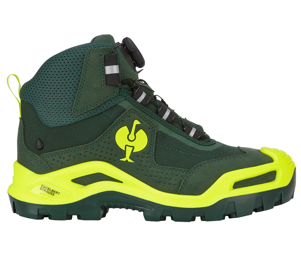 Footwear: S3 Safety boots e.s. Kastra II mid + green/high-vis yellow