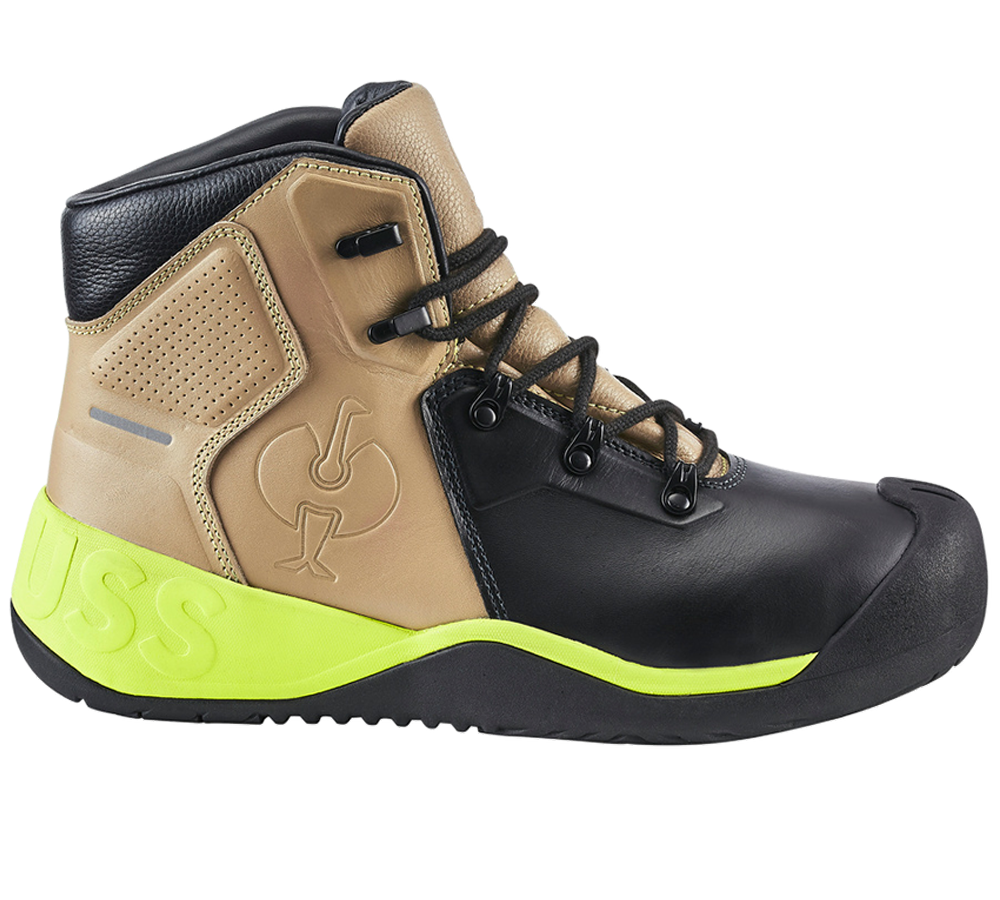 S3: S3 Roofer's- / Tarmac Safety boots e.s. Bayreuth + taupe/black/lime