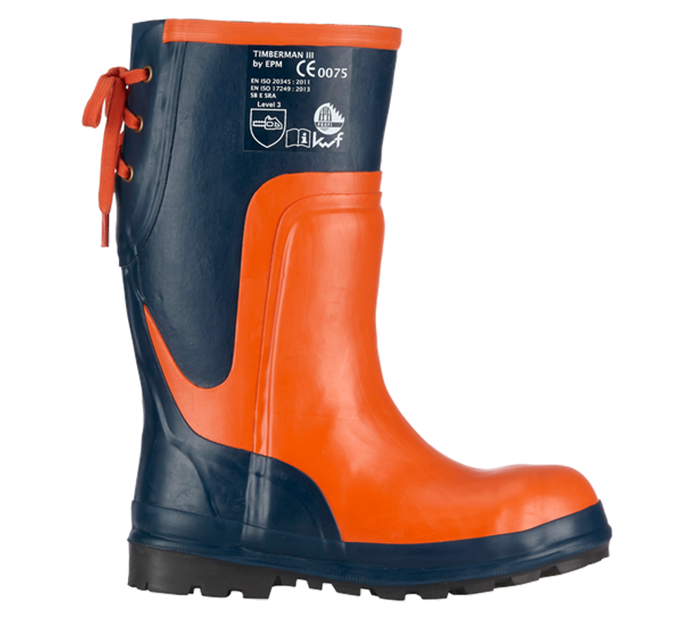 Forestry / Cut Protection Clothing: SB Forestry safety boots Timberman III + blue/orange