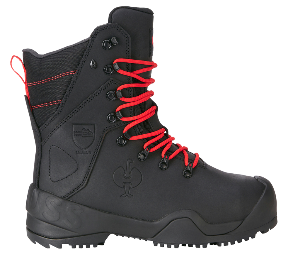 S6: S6 Forestry safety boots e.s. Kufstein high + black/straussred