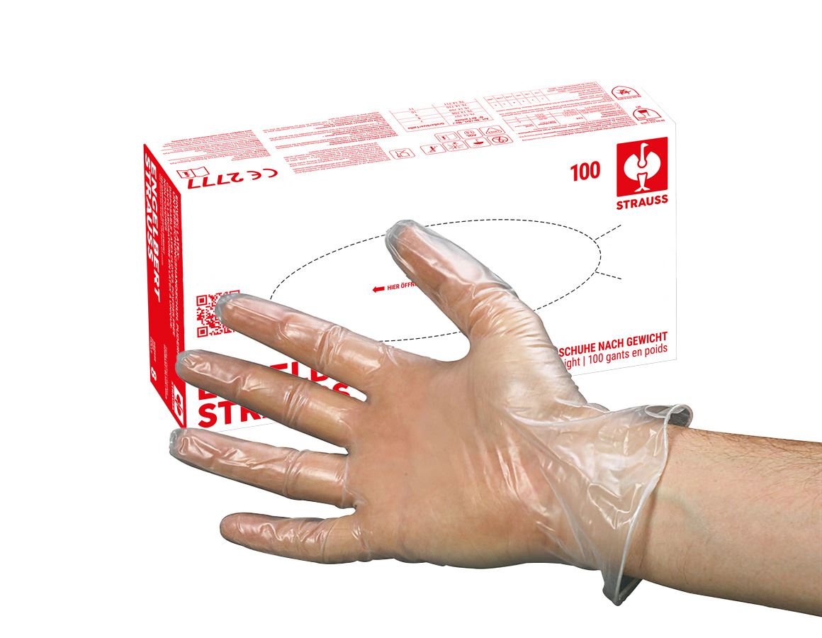 Disposable Gloves: Disposable vinyl latex gloves, lightly powdered
