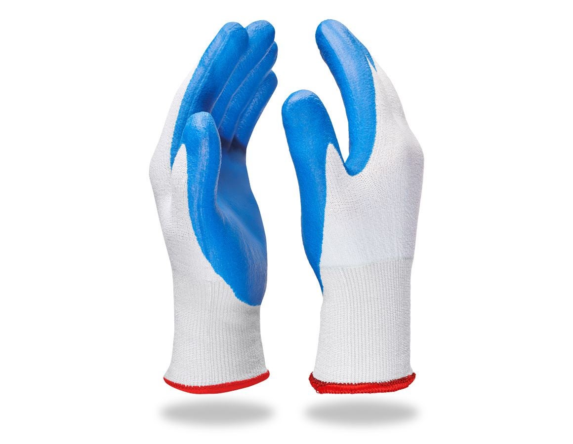 Coated: e.s. Nitrile gloves evertouch cut + blue/lightblue-melange