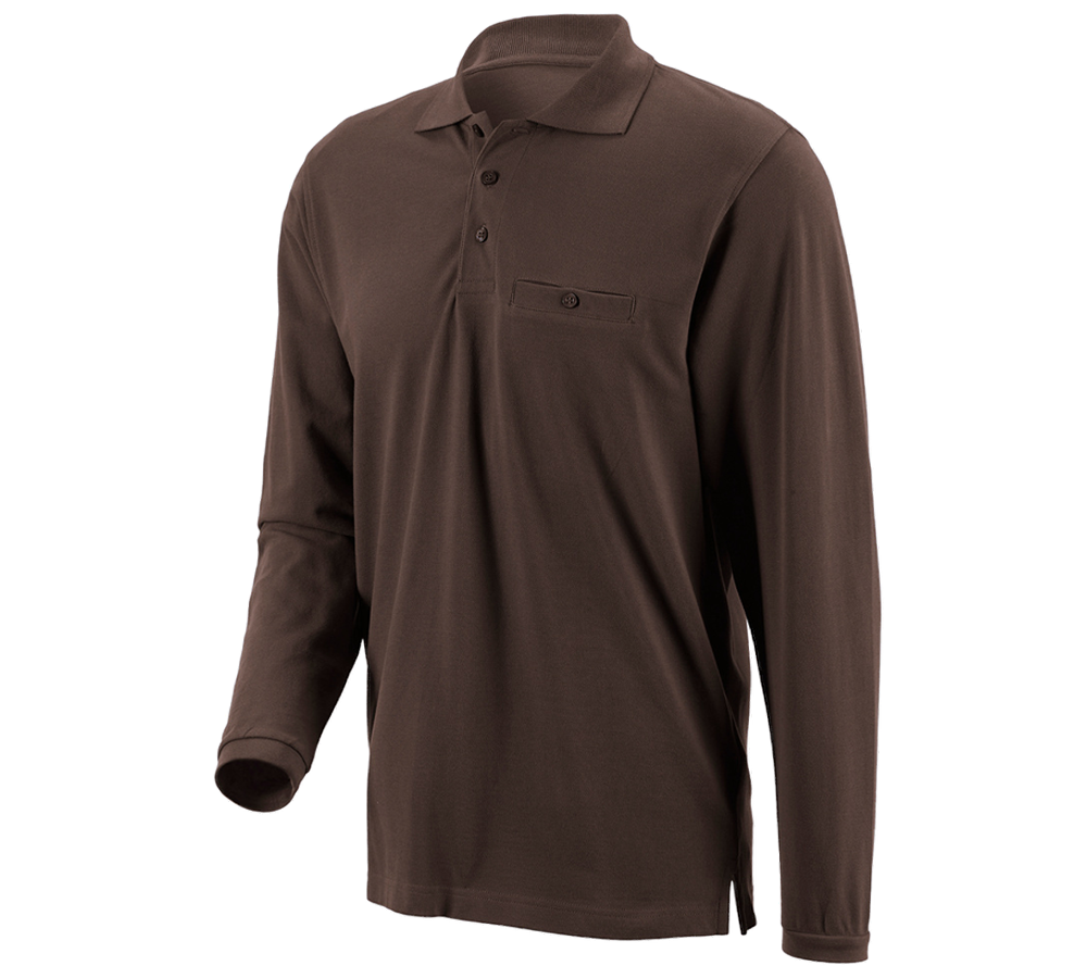 Joiners / Carpenters: e.s. Long sleeve polo cotton Pocket + chestnut