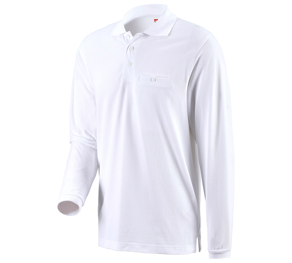 Topics: e.s. Long sleeve polo cotton Pocket + white