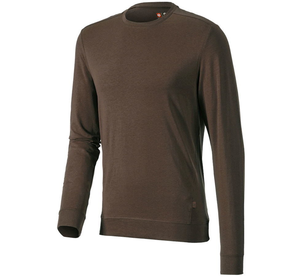 Shirts, Pullover & more: e.s. Long sleeve cotton stretch + chestnut