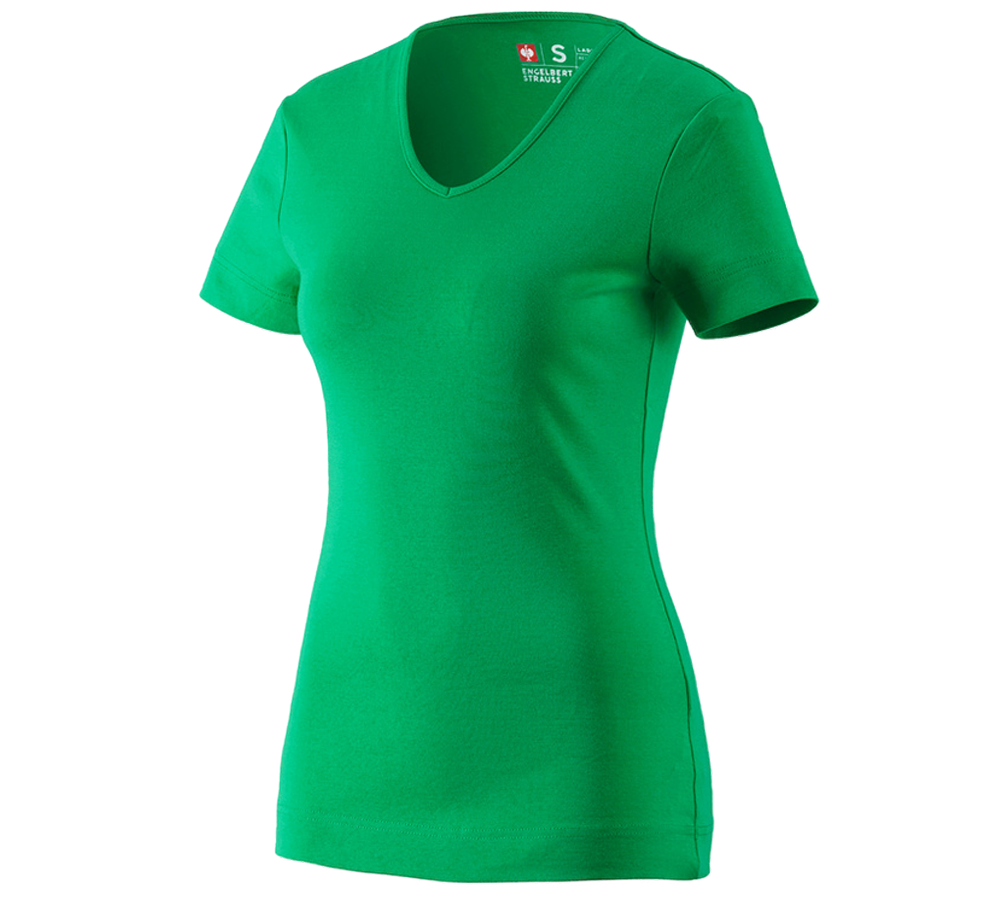 Topics: e.s. T-shirt cotton V-Neck, ladies' + grassgreen