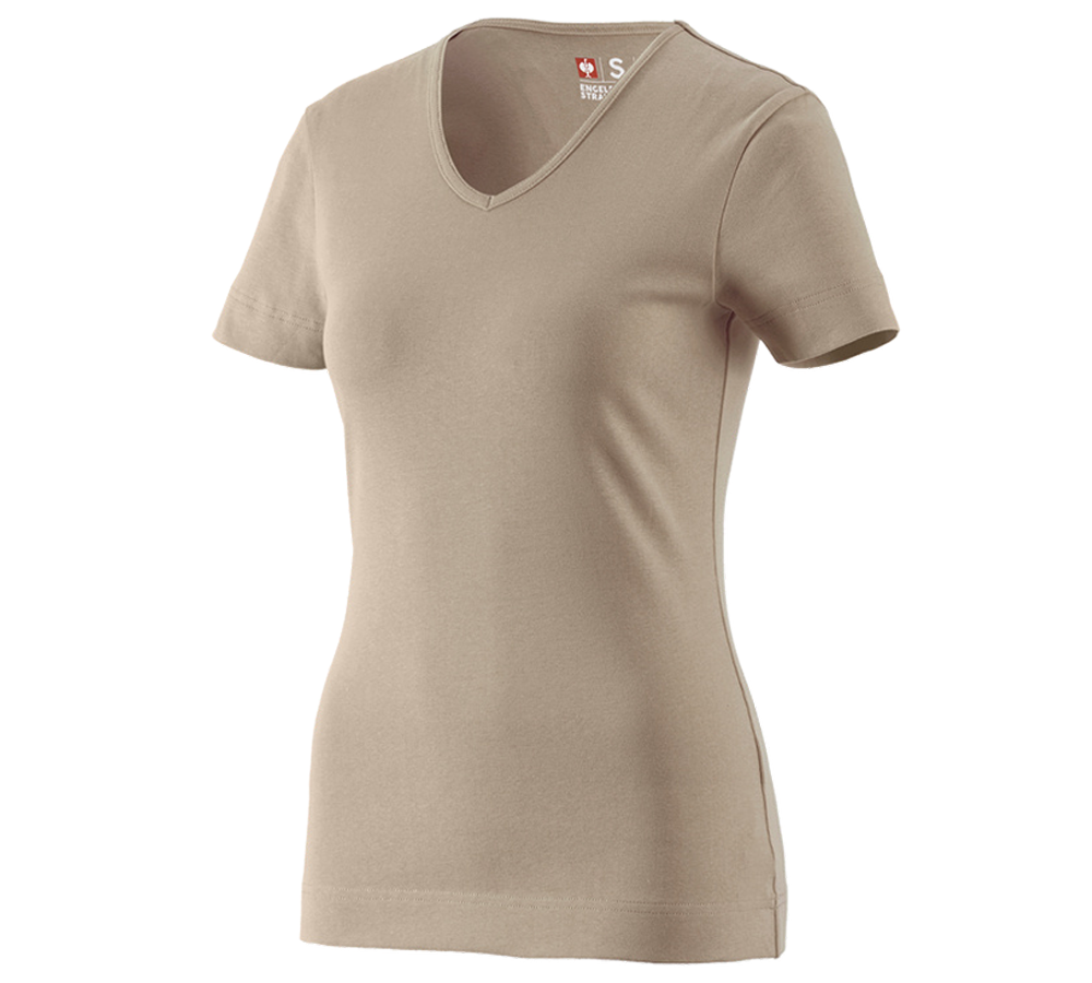 Topics: e.s. T-shirt cotton V-Neck, ladies' + clay