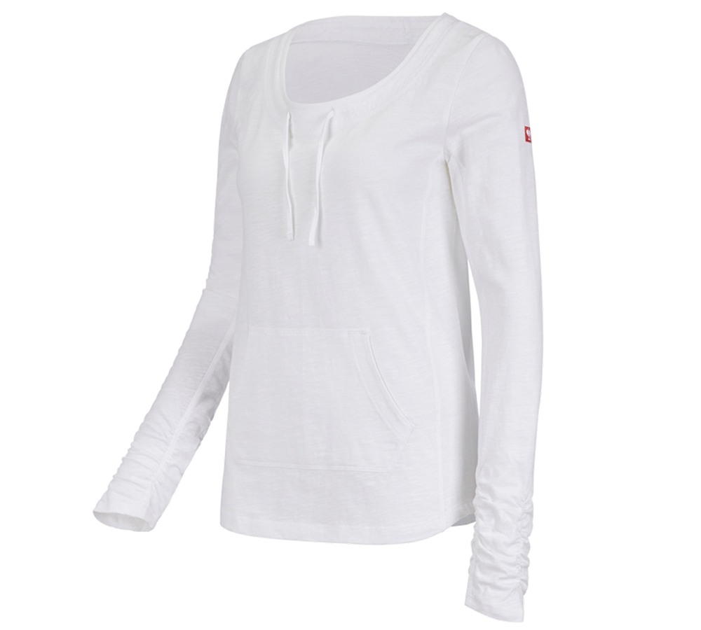 Shirts, Pullover & more: e.s. Long sleeve cotton slub, ladies' + white