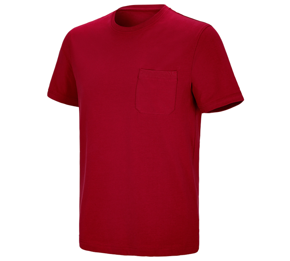 Topics: e.s. T-shirt cotton stretch Pocket + fiery red