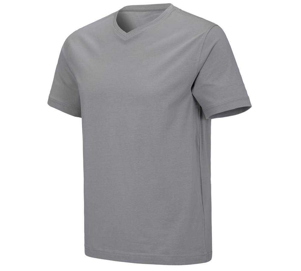 Gardening / Forestry / Farming: e.s. T-shirt cotton stretch V-Neck + platinum