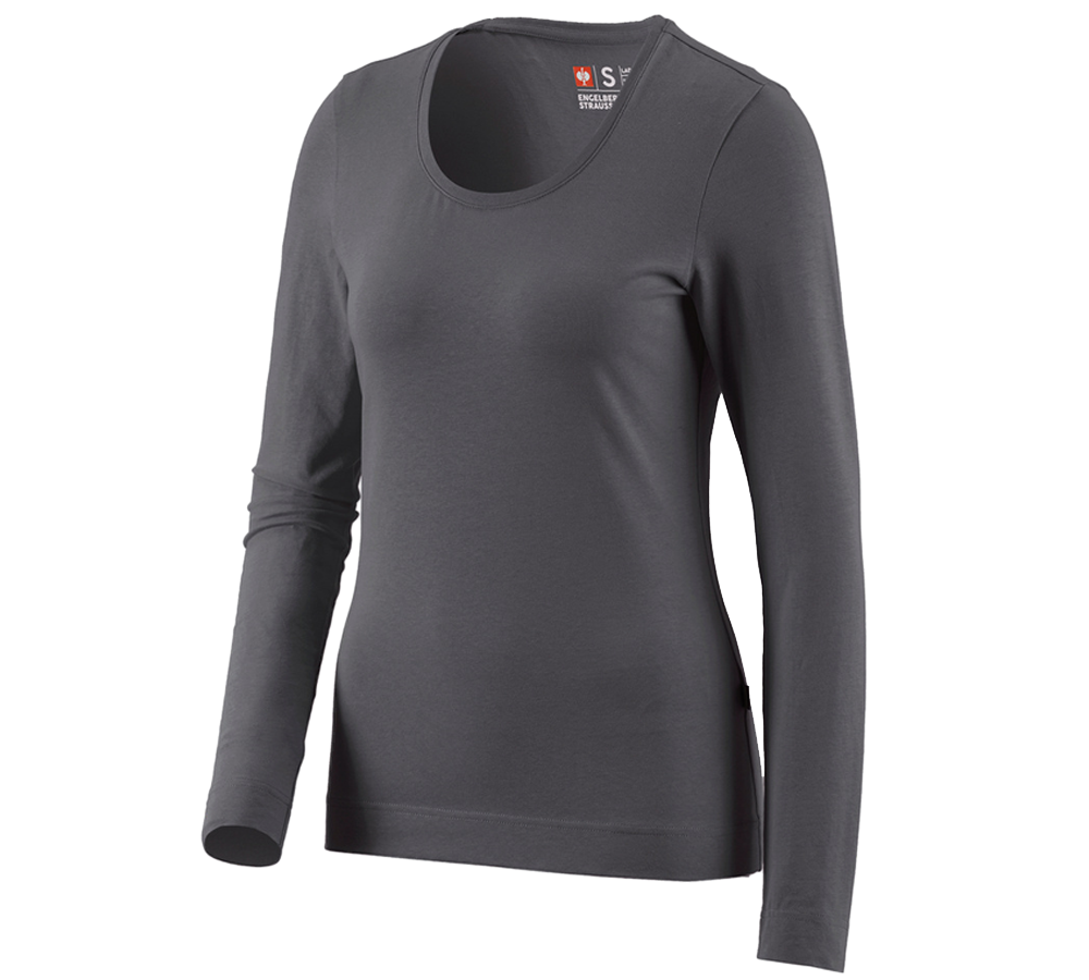 Topics: e.s. Long sleeve cotton stretch, ladies' + anthracite