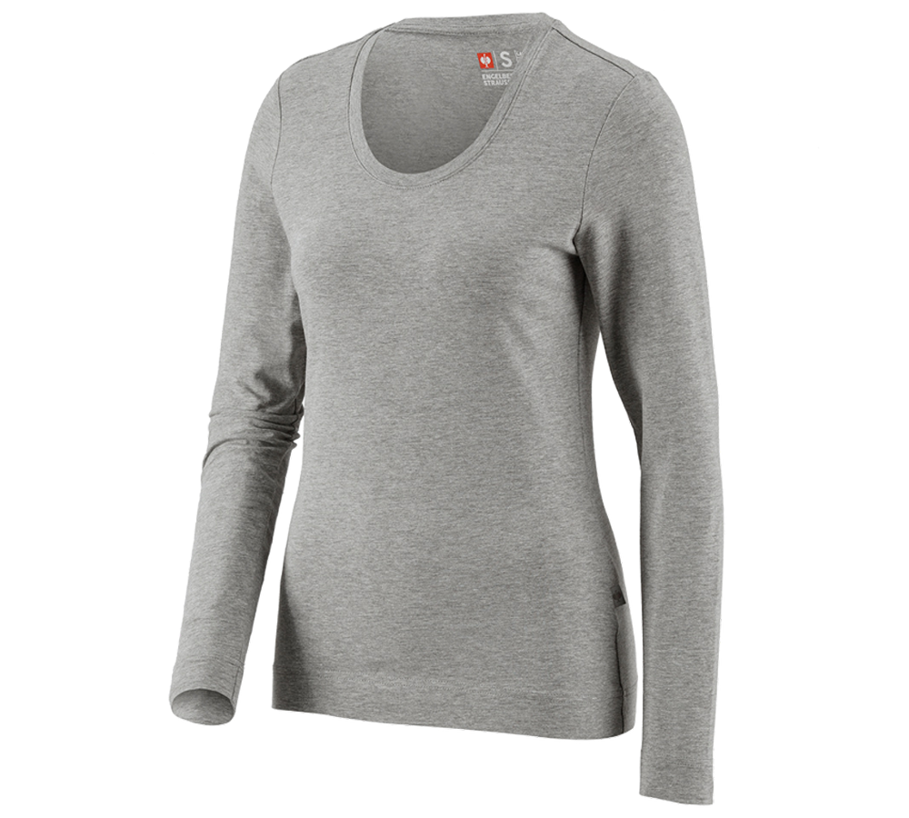 Topics: e.s. Long sleeve cotton stretch, ladies' + grey melange