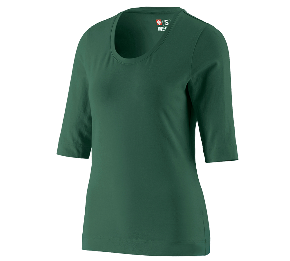 Gardening / Forestry / Farming: e.s. Shirt 3/4 sleeve cotton stretch, ladies' + green