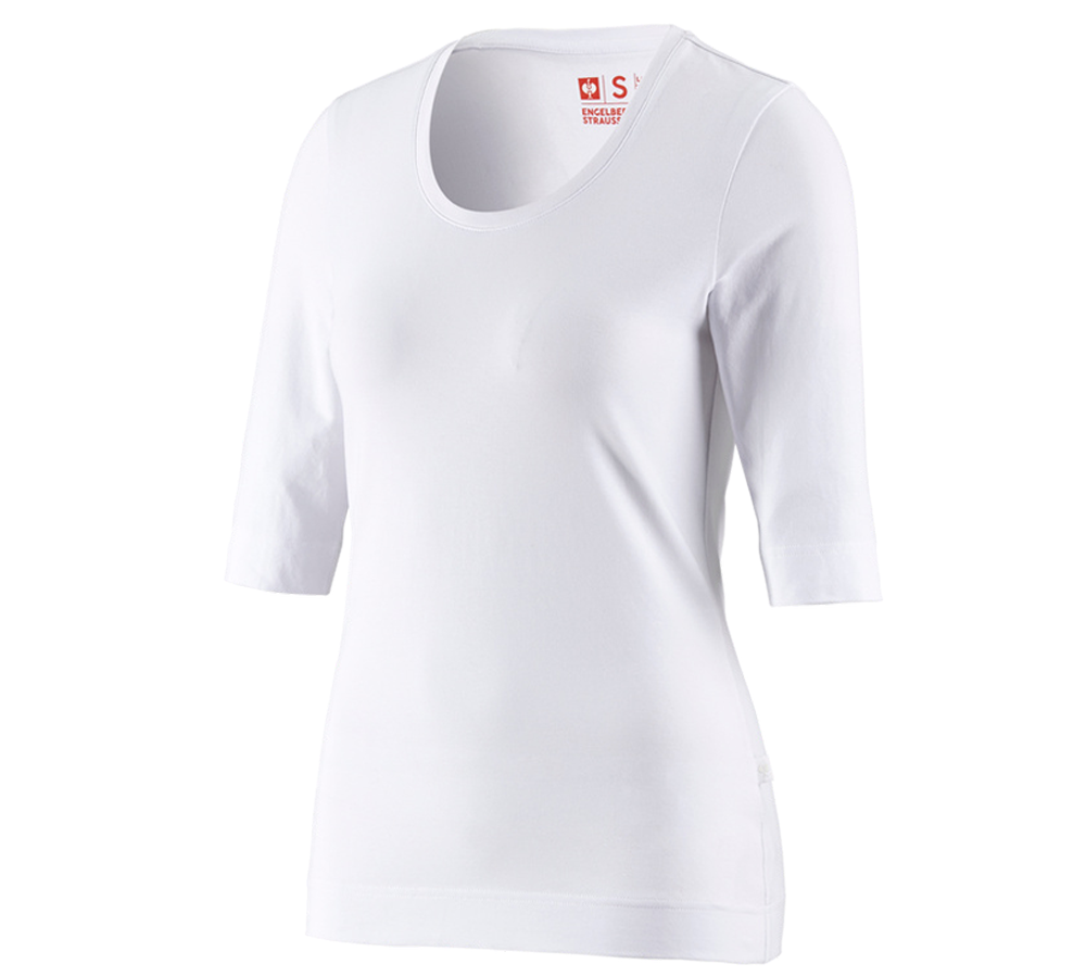 Shirts, Pullover & more: e.s. Shirt 3/4 sleeve cotton stretch, ladies' + white