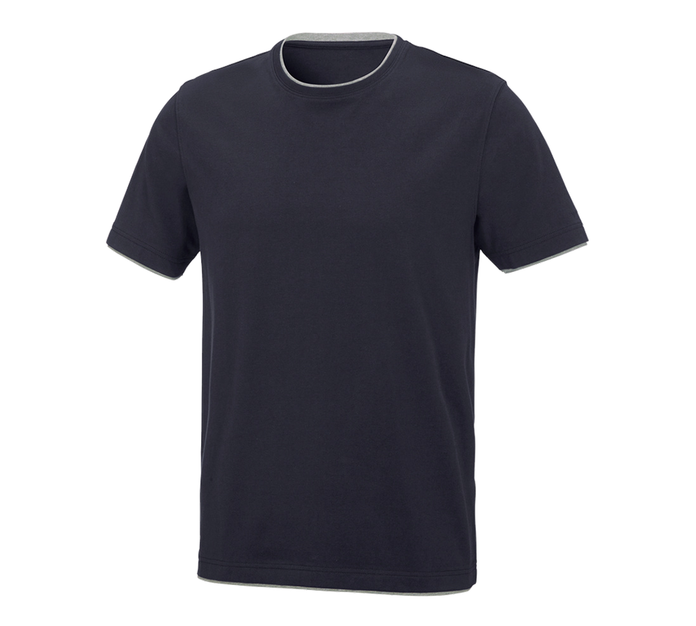 Gardening / Forestry / Farming: e.s. T-shirt cotton stretch Layer + navy/grey melange
